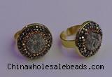 NGR2145 20mm - 22mm coin plated druzy agate gemstone rings