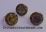 NGR2150 20mm - 22mm coin plated druzy agate gemstone rings