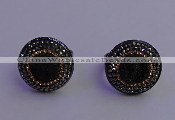 NGR2155 20mm - 22mm coin plated druzy agate gemstone rings