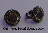 NGR2158 20mm - 22mm coin plated druzy agate gemstone rings