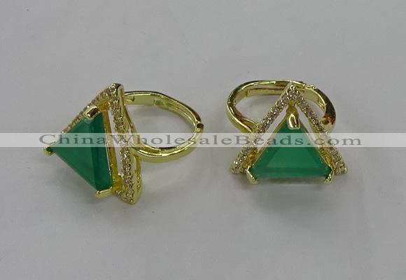 NGR275 14*14mm triangle agate gemstone rings wholesale