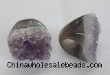 NGR28 35*40mm - 40*45mm freeform druzy amethyst gemstone rings