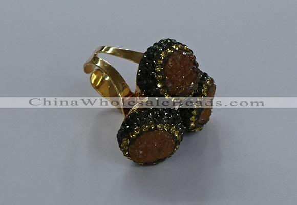 NGR291 14mm - 16mm coin plated druzy agate gemstone rings