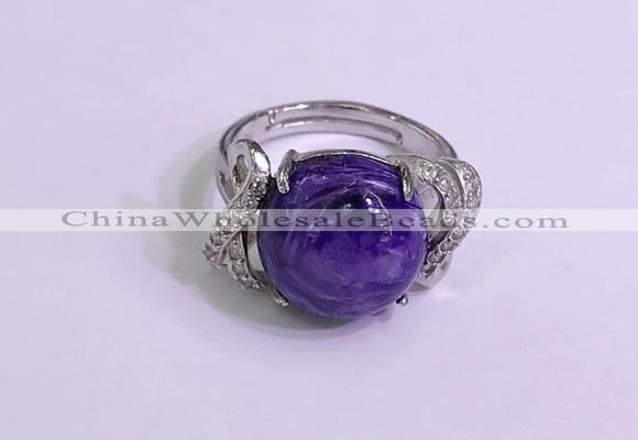 NGR3011 925 sterling silver with 14mm flat  round charoite rings