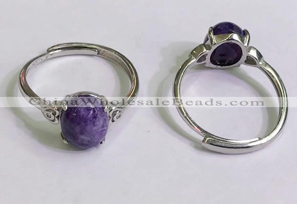 NGR3016 925 sterling silver with 8*10mm oval charoite rings