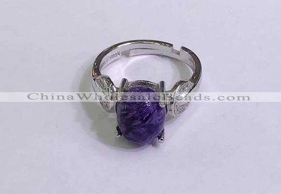 NGR3020 925 sterling silver with 8*10mm oval charoite rings