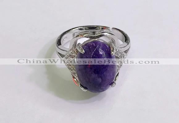 NGR3032 925 sterling silver with 10*14mm oval charoite rings
