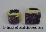 NGR311 25*40mm - 30*35mm freeform druzy amethyst gemstone rings