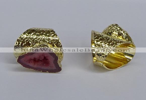 NGR375 15*20mm - 20*25mm freeform druzy agate rings wholesale