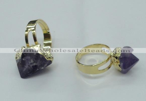 NGR67 10*14mm - 15*20mm faceted nuggets amethyst gemstone rings