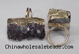 NGR90 22*30mm - 20*40mm freeform druzy amethyst gemstone rings