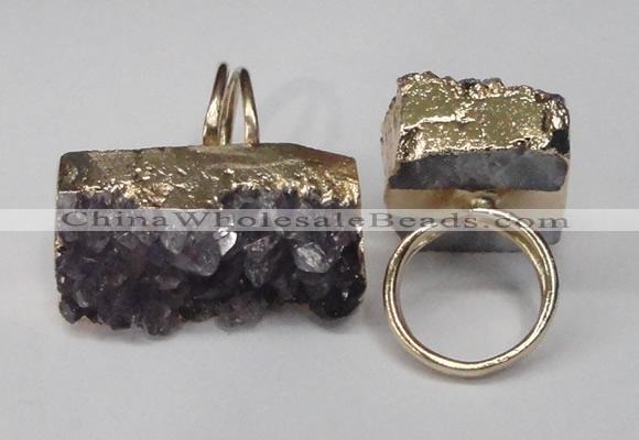 NGR90 22*30mm - 20*40mm freeform druzy amethyst gemstone rings