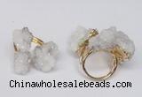 NGR95 15*20mm - 20*25mm nuggets plated druzy quartz rings