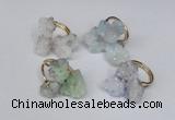 NGR99 15*20mm - 20*25mm nuggets plated druzy quartz rings