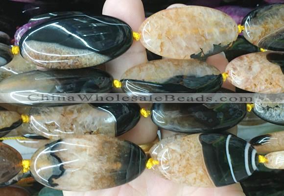 OVBS43 15 inches 20*40mm oval Agate gemstone beads wholesale