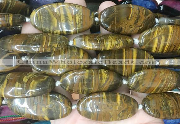 OVBS64 15 inches 20*40mm oval iron tiger gemstone beads wholesale