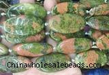 OVBS74 15 inches 20*40mm oval unakite gemstone beads wholesale