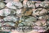 OVBS82 15 inches 20*40mm oval black veined rhodonite gemstone beads wholesale