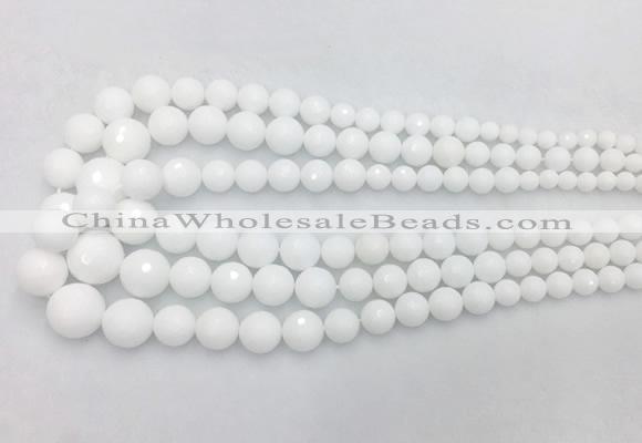 PBBS01 15 inches 6mm - 16mm faceted round white porcelain beads wholesale