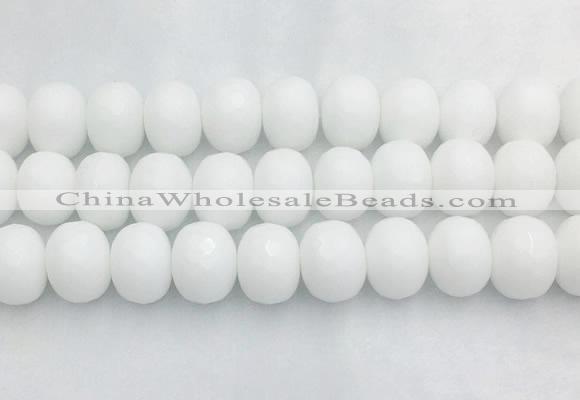 PBBS03 15 inches 15*20mm faceted rondelle white porcelain beads wholesale