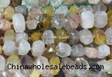 PQBS03 15 inches 12*16mm - 13*18mm faceted nuggets yellow & pink quartz beads