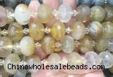 RBBS22 15 inches 13*18mm faceted rondelle yellow quartz gemstone beads