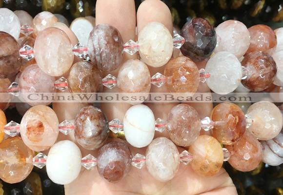 RBBS33 15 inches 13*18mm faceted rondelle red gum flower crystal gemstone beads