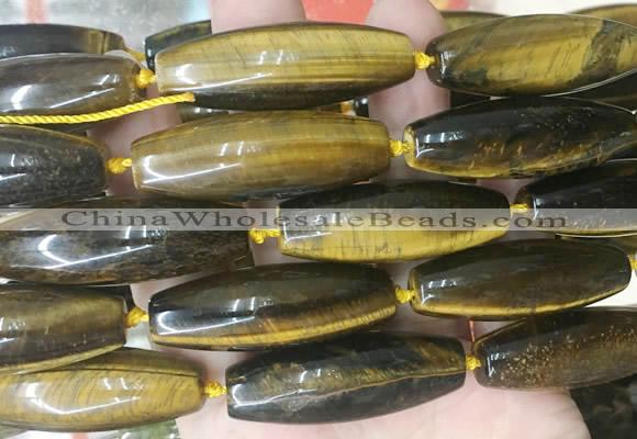 RIBS61 15 inches 14*40mm rice yellow tiger eye gemstone beads wholesale