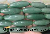 RIBS68 15 inches 14*40mm rice green aventurine gemstone beads wholesale
