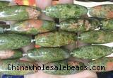 RIBS70 15 inches 14*40mm rice unakite gemstone beads wholesale