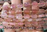RTBS07 15 inches 8*10mm faceted rectangle red strawberry quartz beads wholesale