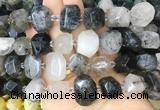RUBS01 15 inches 12*16mm - 13*18mm faceted nuggets black rutilated quartz beads