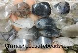 RUBS03 15 inches 18*25mm - 22*30mm faceted freeform black rutilated quartz beads