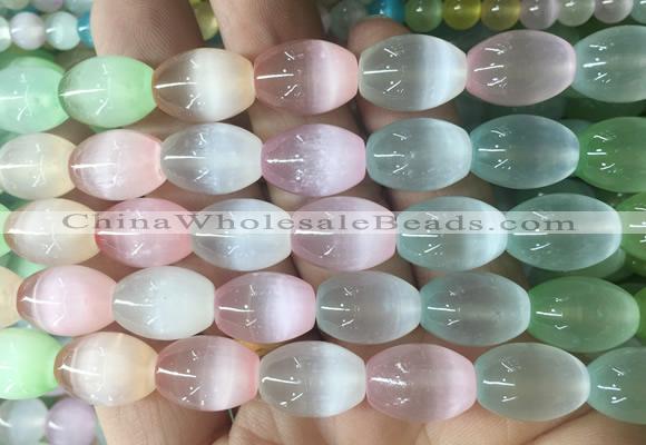 SEBS152 15 inches 10*14mm rice colorful selenite gemstone beads wholesale