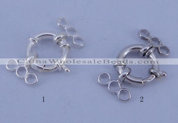 SSC211 5pcs three-strand 13.5mm 925 sterling silver spring rings clasps