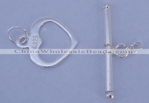 SSC29 5pcs 14*16mm heart 925 sterling silver toggle clasps