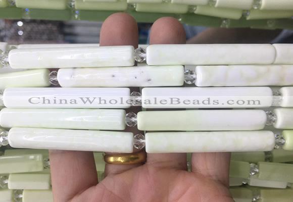 TBBS111 15 inches 8*40mm - 8*50mm tube lemon turquoise beads wholesale