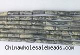 TBBS21 15 inches 4*13mm tube grey picture jasper gemstone beads