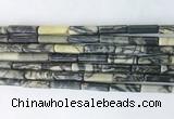 TBBS22 15 inches 4*13mm tube black net jasper gemstone beads