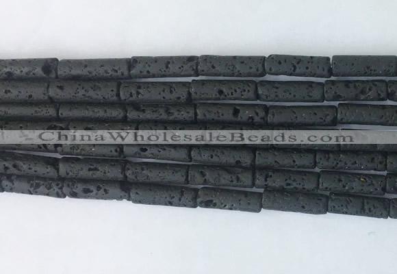 TBBS24 15 inches 4*13mm tube black lava gemstone beads