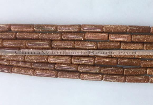 TBBS35 15 inches 4*13mm tube brown goldstone gemstone beads