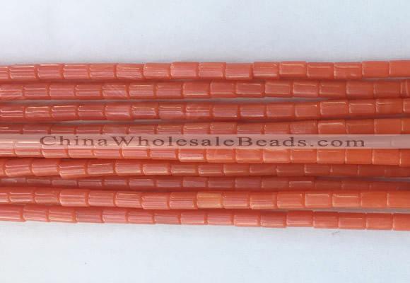 TBBS38 15 inches 4*6mm tube synthetic coral gemstone beads
