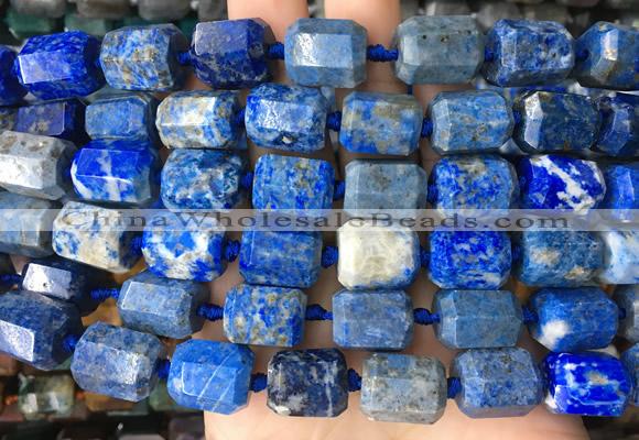 TBBS51 15 inches 12*16mm faceted tube lapis lazuli beads wholesale