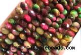 TEBS43 15 inches 5*8mm faceted rondelle rainbow tiger eye beads