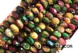 TEBS44 15 inches 6*10mm faceted rondelle rainbow tiger eye beads