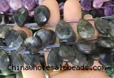 TRBS101 Top drilled 13*18mm faceted flat teardrop Labradorite beads wholesale