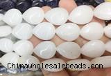 TRBS110 15 inches 13*18mm flat teardrop White jade beads wholesale