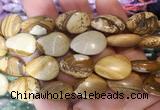 TRBS125 15 inches 13*18mm flat teardrop Picture jasper beads wholesale