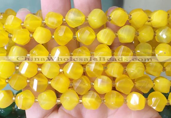 TWBS100 15 inches 10mm faceted twist agate beads wholesale
