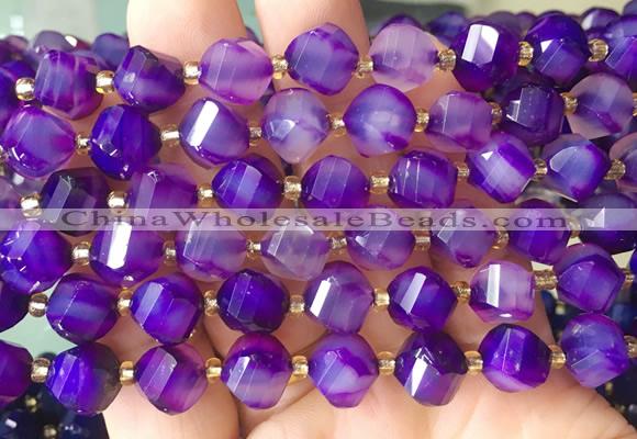 TWBS105 15 inches 10mm faceted twist agate beads wholesale
